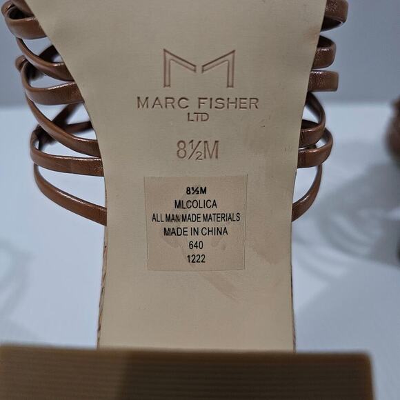 NEW Marc Fisher LTD Colica Sandal Womens 8.5 Brown Cork Knotted Block Heel - Picture 11 of 12